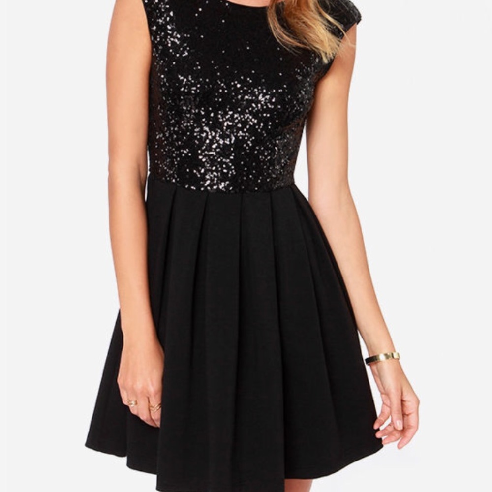 Lulu’s Because The Night Sequin Little Black Dress